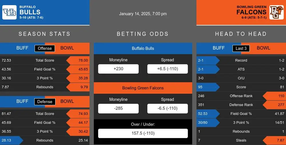 Bulls vs Falcons prediction infographic 