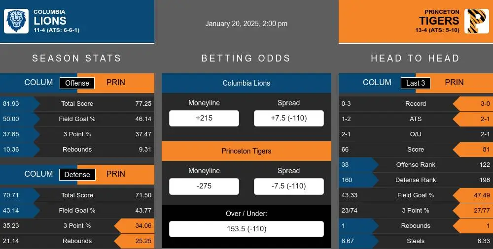 Lions vs Tigers prediction infographic 