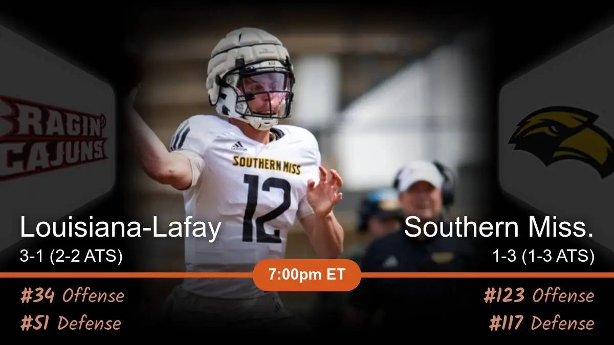 Louisiana-Lafayette Ragin Cajuns vs Southern Miss. Golden Eagles Prediction