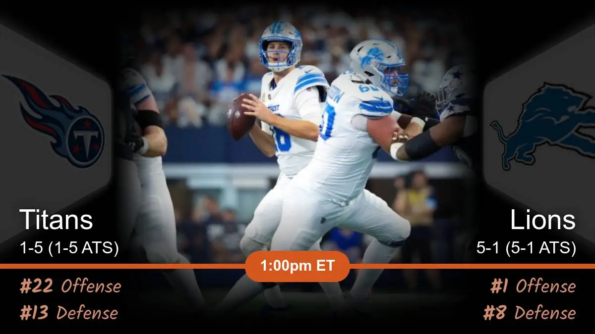 Week 8 Tennessee Titans (15) Detroit Lions (51) 1 PM on Fox