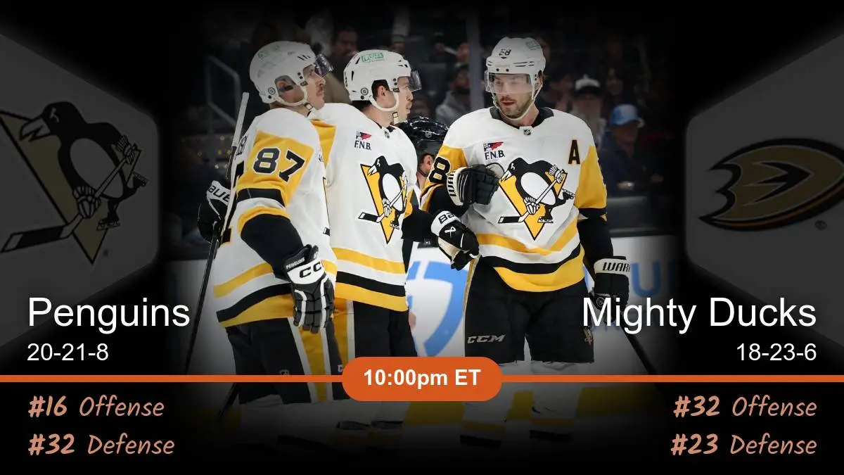 Pittsburgh Penguins vs Anaheim Mighty Ducks Prediction